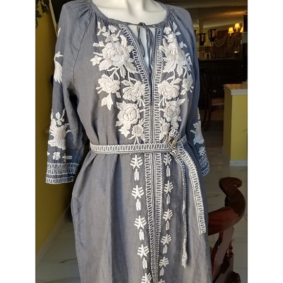 Johnny Was  linen embroidered tunic dress - Picture 2 of 8